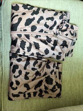Source Unknown Beige and Black Leopard Print Skinny Jumpsuit